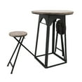 thumbnail image 2 of Sagebrook Home 41" Brown Metal & Wood Table Set with Attached Folding Chairs - A Stylish Space-Saving Duo for Any Room., 2 of 7