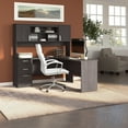 thumbnail image 4 of Bestar Ridgeley 65W L Shaped Desk with Hutch by . Charcoal Maple Merlot Finish, 4 of 7