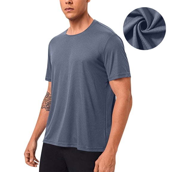 PNTUTB Men's T-Shirt: Summer Cooling Casual Solid Color Round Neck Short Sleeve Stretch Loose Comfort Breathable Quick-Dry Sports Top