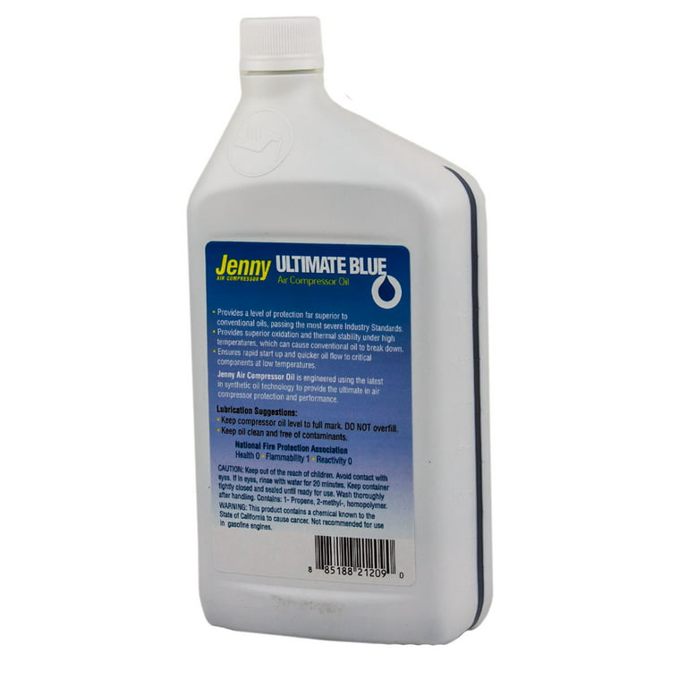  Aceite para compresor de aire 100% sintético 1 cuarto de galón  Jenny Ultimate Blue 105-1209 : Herramientas y Mejoras del Hogar
