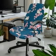 thumbnail image 2 of ZIATUBLES Computer Office Chair Cover Bird Flower Blue Printed Removable Chair Protector Slipcover with Elastic Band Washable Soft Universal Rotating Chair Cover, S, 2 of 7