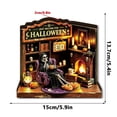 thumbnail image 2 of Halloween Party Decorations, Vintage Halloween Decor, Spooky Halloween Decor, Halloween Home Decor, 6" X 5.5" X 1" Wooden Led Light Up Countertop Display for Entryway, Seasonal, 2 of 5