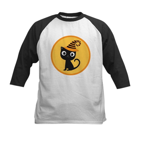 CafePress - Halloween Witch Cat Kids Baseball Jersey - Kids Cotton Baseball Jersey, 3/4 Sleeve Shirt