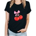 thumbnail image 4 of Ahuyic Womens Plus Size Top,Womens Summer Blouse,Womens Fashion Cherry-Print Short-Sleeve Top - Round-Neck Casual Blouse for Womens Summer Looks Black S, 4 of 4