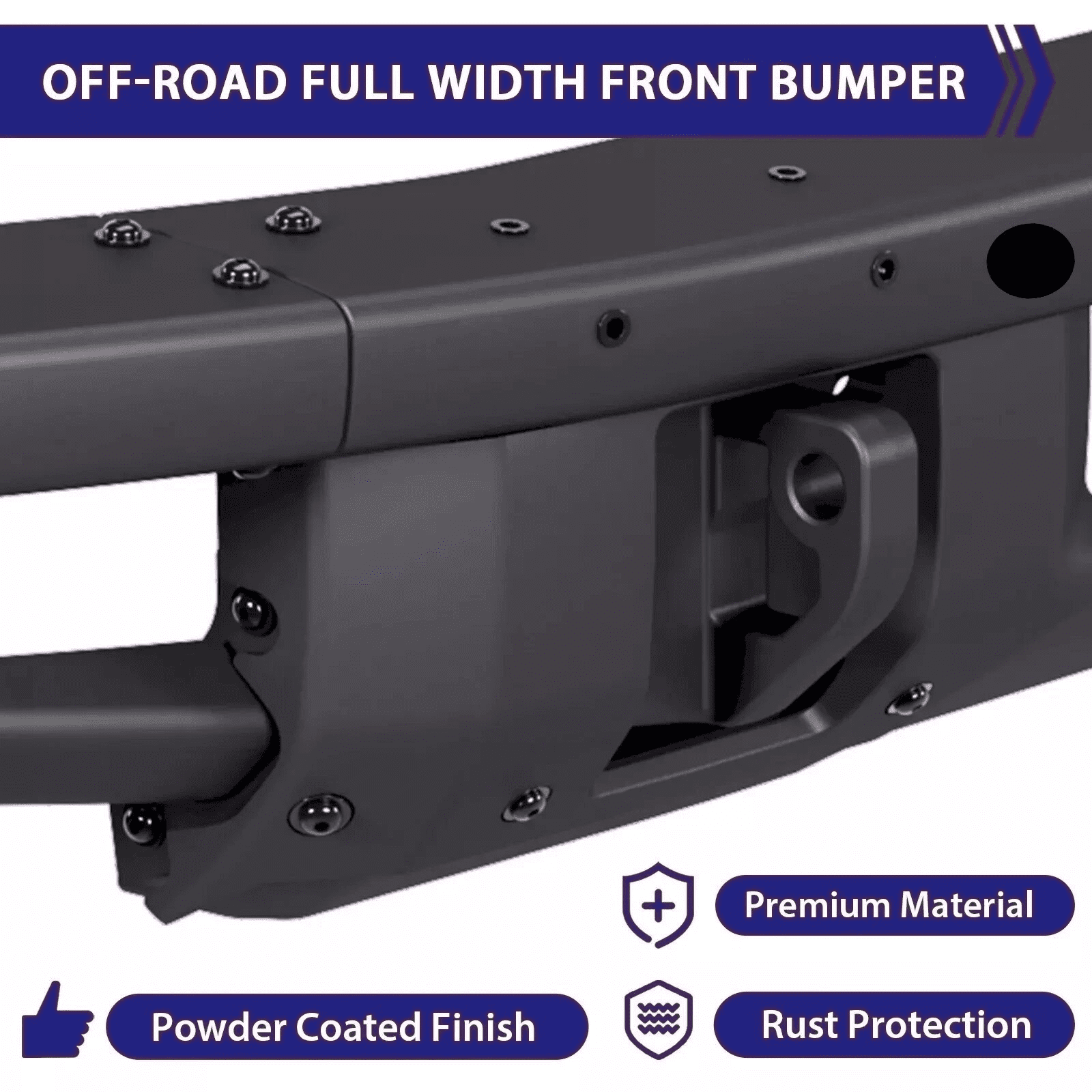 Top Gear Motors Full-Width Front Bumper with D-Ring Mounts for 2021-2023 Ford Bronco