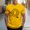 Yellow#02, variant on Handshe Men's Casual Summer T-shirt Short Sleeve Letter Print Round Neck Blouse Comfortable Fashionable Apparel