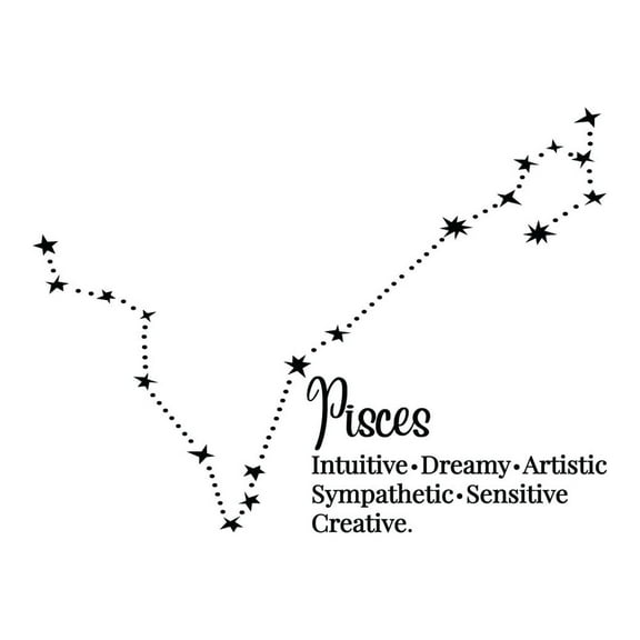 Vinyl Wall Art Decal - Pisces - 27" x 20" - Astrology Zodiac Sign Modern Inspirational Quote Sticker For Bedroom Living Room Home Office Constellation Decor (Black)