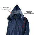 thumbnail image 4 of Silensys Reusable Men's Adult Raincoat Set, Waterproof Hooded Raincoat Jacket and Trouser Suit,Navy Blue, 4 of 8
