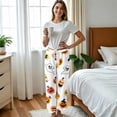 thumbnail image 4 of Trgacdwlo Halloween Fleece Pajama Pants Women Cat Pumpkin Print Flannel Wide Leg Lounge Pants Women Festival Fall Winter Warm Pajama Pants Fuzzy, 4 of 5
