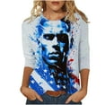 thumbnail image 2 of American Flag Womens T Shirt 4th of July Shirt for Women Patriotic Womens Tee Patriotic Womens T Shirt Women's Fashion Tees Casual Crewneck 3/4 Sleeve Loose T Shirt Ladies Blouses Shirts, 2 of 5