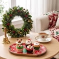 thumbnail image 5 of Small Christmas Wooden Serving Tray With Holiday Print,Red Oval Dessert Platter For Coffee, Cookies, Candle Display And Compact Table Decor, 5 of 6