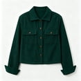 thumbnail image 4 of Lumtrix Womens Fashion Cropped Jacket Corduroy Button Down Long Sleeve Coats | Lightweight Crop Shackets Outwear Dark Green S, 4 of 4