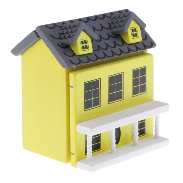 Casa de madera en miniatura, modelo de casa de muñecas a escala 1:12, muebles de de jardín, juguete Amarillo perfke casa de muñecas villa casa