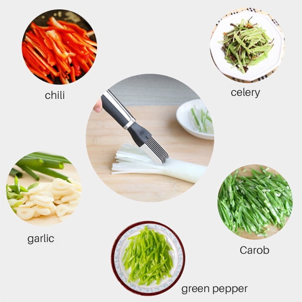 Picadora de alimentos manual de acero inoxidable, cortador de cebolletas, herramienta de cocina duradera y práctica