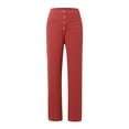 thumbnail image 5 of Fiaer,Womens Pants Straight Leg,Joggers for Women Plus Size Buttons,Women's High Waisted Casual Trendy Trousers with Pocket Watermelon Red XL, 5 of 8