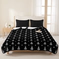 thumbnail image 3 of Quilts Full Size Bedding Set, Black Christmas Lightweight Quilted Comforter, Xmas Pine Trees Polka Dot Modern Simple Soft Reversible Bedspread Coverlet with Pillow Covers for All Season, 78" x 90", 3 of 9
