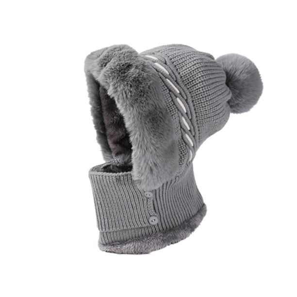 Gorro de invierno con capucha de vellón tejido para mujer, con máscara para cubrir el cuello y la cara, gorro de invierno grueso para ciclismo y esquí al aire libre