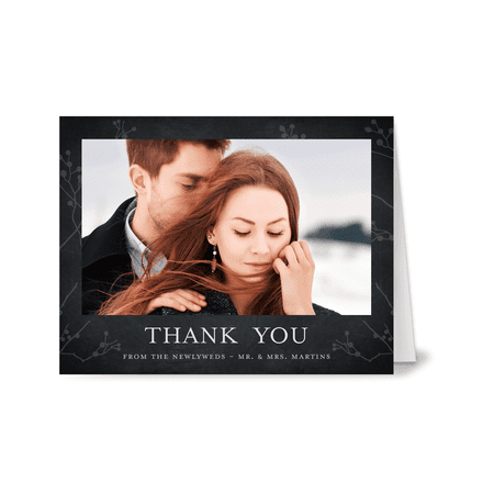 Themed Wedding Card - Personalized Wedding Thank You Card - Rustic Woodgrain - 4.25 x 5.5 Folded
