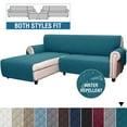 thumbnail image 2 of TOPCHANCES Reversible L Shape Sofa Slipcover, Sectional Couch Cover (Medium Size, Dark Blue), 2 of 7