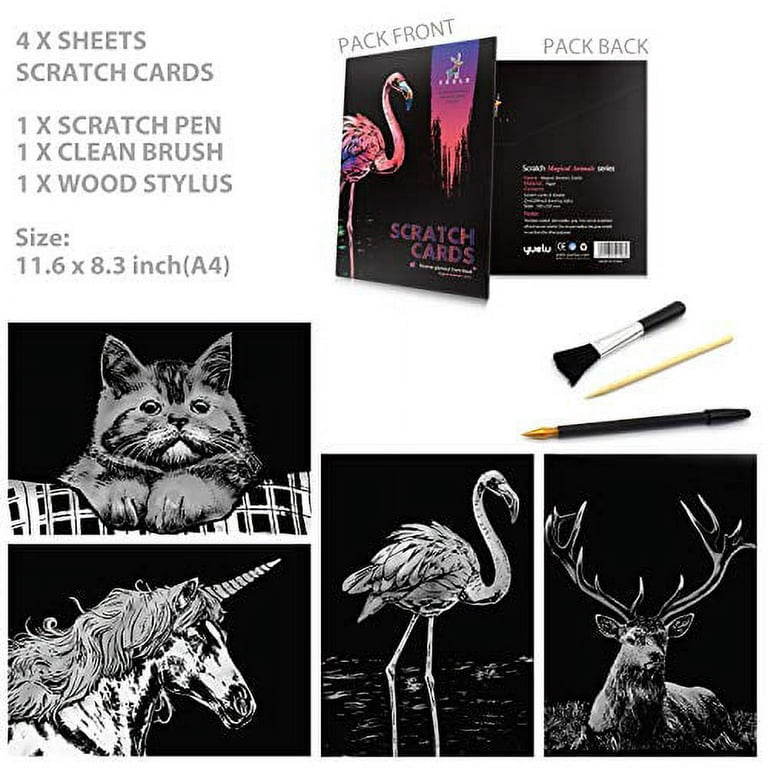 SAYU Premium Scratch Art Coloring (8pcs) - Scratch Paper DIY for Adult &  Kids, Craft Hobby Kits, Scratch Off Gift Set Immersion Engraving Scratch Art  Kit (5_Animal Friends)