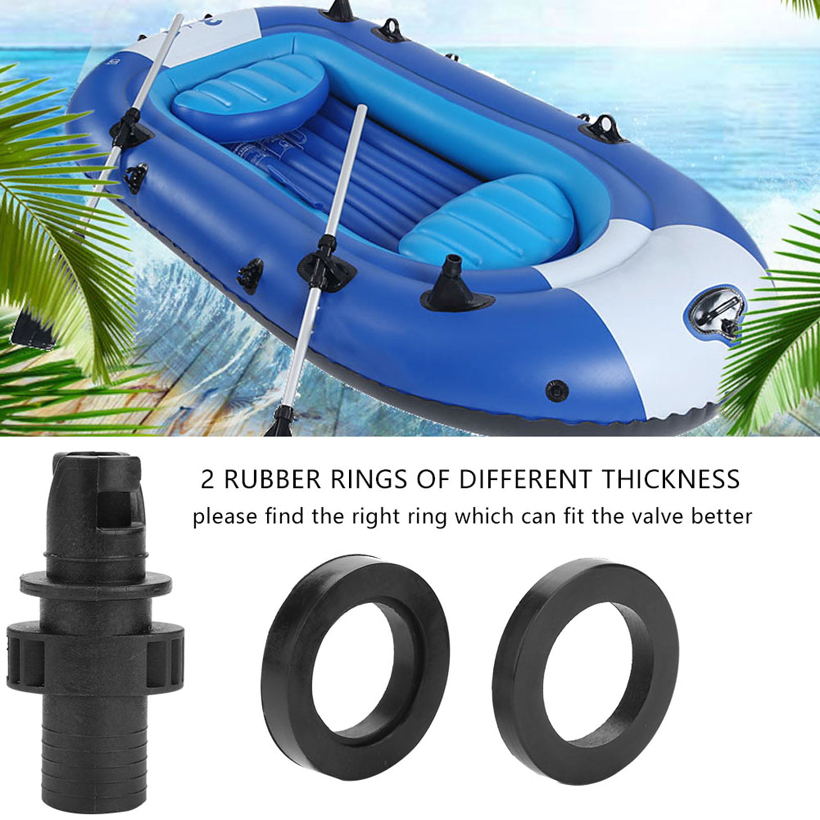 Light gray inflatable boat kayak air foot pump hose valve adapter accessorie LD 