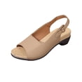 thumbnail image 3 of Domuza Womens Summer Sandals Fashion Open Toe Buckle Strap Low Chunky Heel Shoes Ladies Elegant Work Travel Beach Sandals Khaki 7（EU-38）, 3 of 4