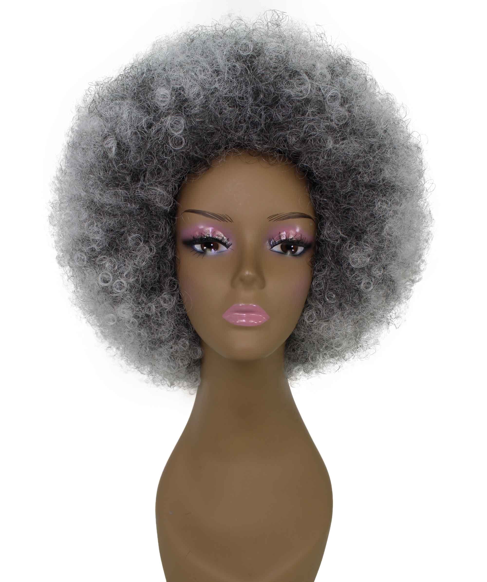 LUXLUXE Taylor 14" Curly Full Cap Synthetic Wig, Heat-Resistant Fiber Charcoal Mixed Gray Hair for Party & Daily Wear