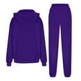 thumbnail image 3 of Plus Size Sweatsuits Set for Women 2 Piece Velour Tracksuit Fall Outfit Pullover Hoodie and Sweatpants with Pockets Dark Purple M, 3 of 3