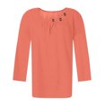 thumbnail image 4 of hxobax Womens Square Neck Tshirts Summer Tops Button Tunic Shirts 3/4 Sleeve Pleated Pullover Blouse, 4 of 6