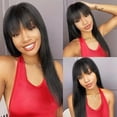 thumbnail image 2 of Stylish straight hair with bangs African straight hair wig, 2 of 10