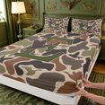 thumbnail image 4 of meiyoeat Camouflage Duck Initial E Bed Sheets For Boys,Country Farmhouse Hunting Themed Full Size Sheets,4pcs,1 Flat Sheet,1 Fitted Sheet and 2 Pillowcases, 4 of 6
