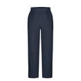 thumbnail image 5 of Inglocry Men's Casual Linen Cotton Pants Elastic Waist Summer Beach Trousers Lightweight Yoga Vacation Pants with Pockets Navy 4XL, 5 of 5