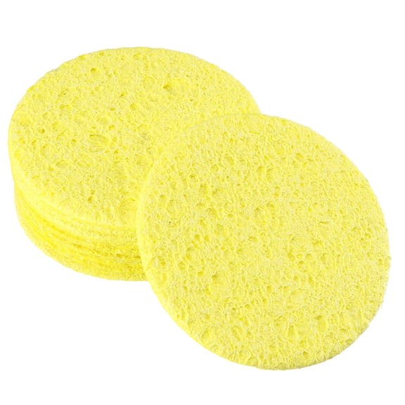 Uxcell 55x55x2mm Round Yellow Soldering Sponge Cleaner for Iron Tips 10 Pack