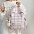 thumbnail image 4 of Plaid School Backpack, Spacious Backpack with Multi-pocket, Lightweight Breathable Bookbag for Middle School College, Pink, 4 of 10
