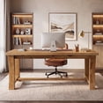thumbnail image 5 of Finmind 63" Solid Wood Executive Office Desk, Farmhouse Computer Desk, 5 of 11