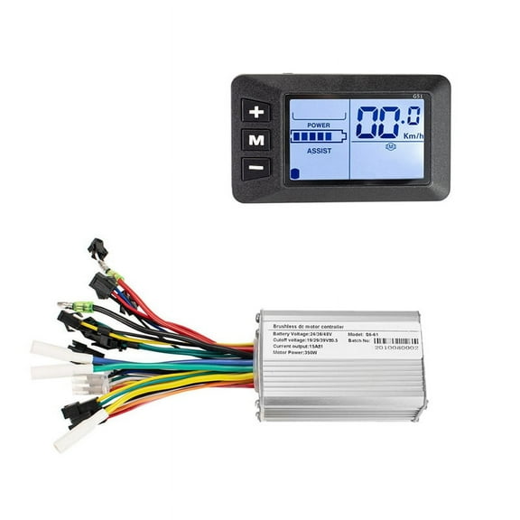Electric Bike Controller Electric Scooter Controller 24V/36V/48V 350W Brushless Controller Kit with LCD Display Panel,1 x Motor Controller 1 x Instrument Display