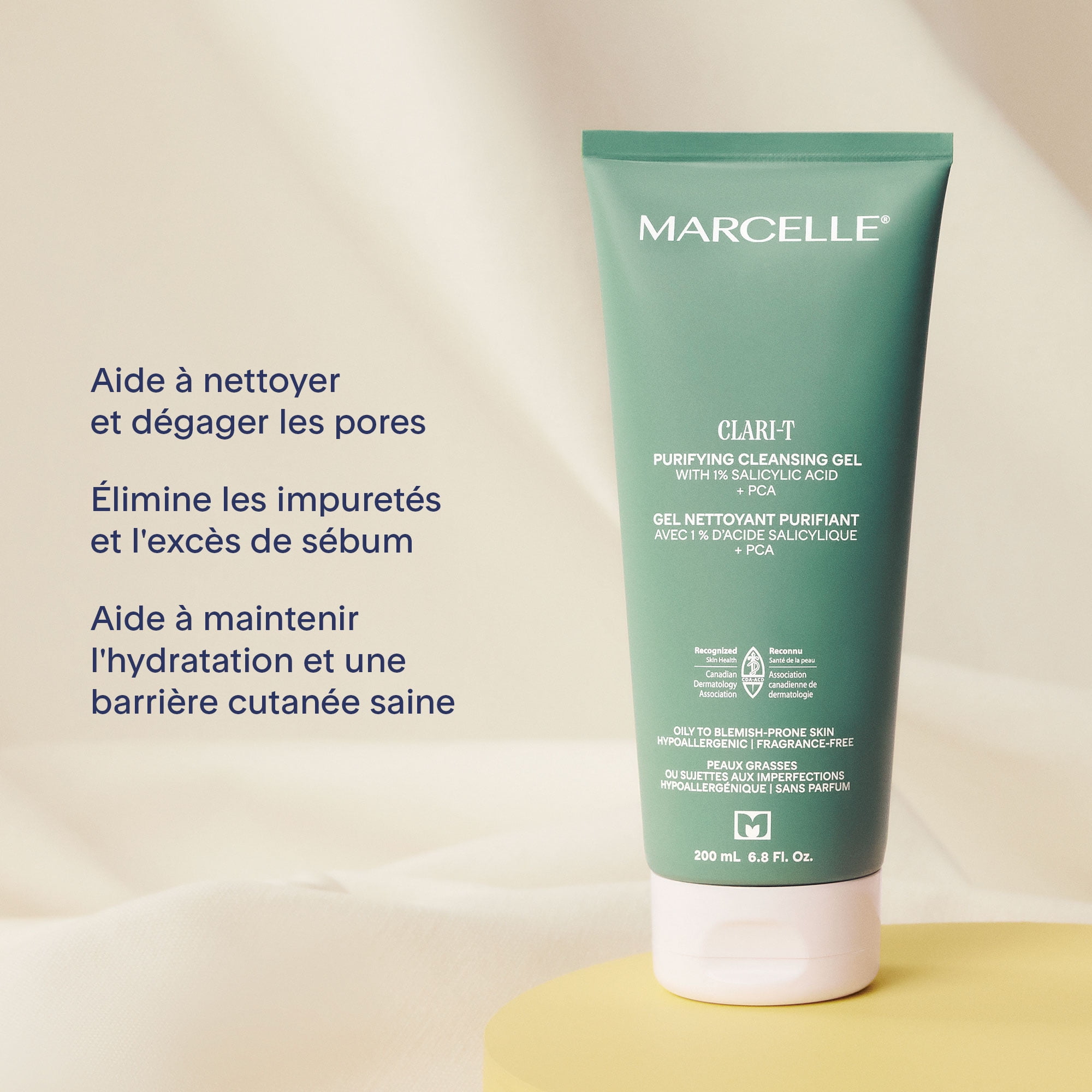 Marcelle Clari-T Purifying Cleansing Gel with 1% Salicylic Acid + PCA, 200mL, Clarifying. Exfoliating. Nourishing.