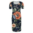 thumbnail image 4 of breaise Maternity Bodycon Dress,Floral Side Ruch Fitted Maternity Dress Summer Short Sleeve Baby Shower Dress Crew Neck Casual Lounge Pregnancy Dress Daily Wear, 4 of 5