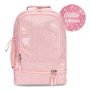 Bentgo Kids 2-in-1 Backpack & Lunch Bag, Petal Pink Glitter