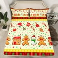 thumbnail image 2 of Manfei Child Gingerbread Man Twin Sheet Sets, Yellow Red Cartoon Twin Fitted Sheet, Kawaii Christmas Snowman Flat Sheet, Ultra Soft Home Decor, 3pcs, 2 of 7