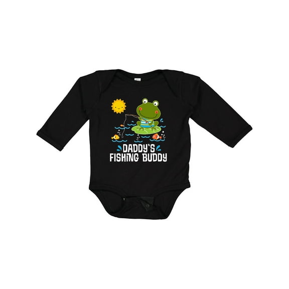 Inktastic Daddys Fishing Buddy Cute Frog Boys or Girls Long Sleeve Baby Bodysuit