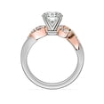 thumbnail image 3 of 0.70 T.C.W Round Shaped Real Diamond New Design Solitaire with Accents Wedding Ring for Women Solid 18K White Gold Size 3.5, 3 of 9