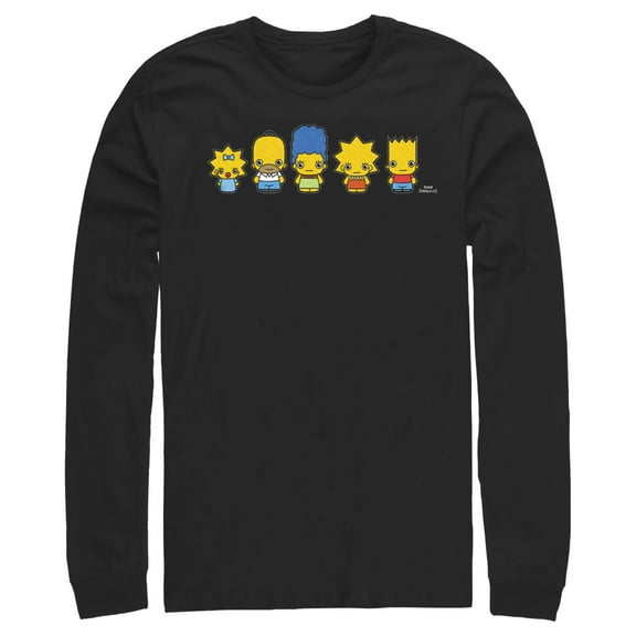 Men's The Simpsons Chibi Family  Long Sleeve Shirt Black Medium