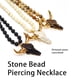 thumbnail image 4 of Collar de piedra con colgante de cabeza de buey Minnieouse joyería con cuentas anudadas largas Estilo jungla, 4 of 6