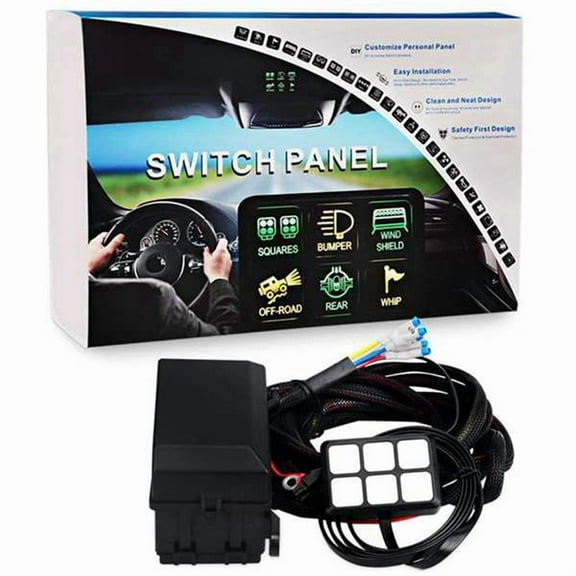 6 Gang Switch Panel Electronic Relay System Circuit Control Box Fuse Relay Box Wiring Harness for Auto Truck Boat Marine