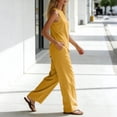 thumbnail image 5 of Lpmadey Women's 2-Piece Cotton Linen Sets, Sleeveless Crewneck Tank Top with Asymmetrical Hem and Drawstring Wide Leg Pants, Summer Casual Vacation Matching Outfit, 5 of 7
