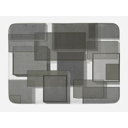 Bath Functional 3 Light - Taupe Bath Mat, Three Dimensional Cubes Geometric Modern Abstraction Square Shapes Print, Non-Slip Plush Mat Bathroom Kitchen Laundry Room Decor, 29.5 X 17.5 Inches, Taupe Pale Grey Green, Ambesonne