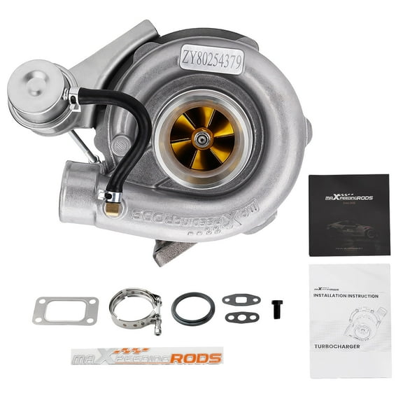 maXpeedingrods T3 Turbo Turbocharger for 4/6 Cylinder 1.5L-2.5L Engine, Up to 420 HP with Billet Compressor Wheel, for BMW 318is 323Ci 323Ci 325Ci 325i, for Honda Accord Civic, Street JD Series