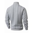 thumbnail image 5 of Men'S Mock Neck Vertical Cable Knit Long Sleeve Pullover Sweater Gray XXXL, 5 of 7