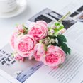 thumbnail image 1 of Flores artificiales de rosas blancas, peonías de seda, jarrones decorativos para decoración del hogar, ramo de novia, regalos artesanales de espuma, plantas falsas, 1 of 4